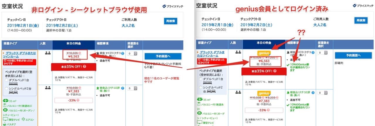 Booking comのgenius詐欺
